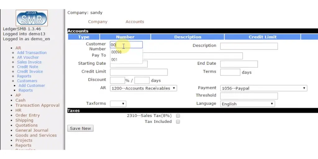 Accounts of LedgerSMB