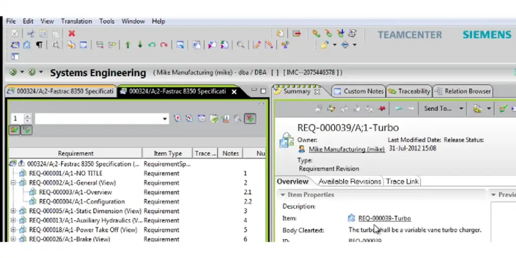 Teamcenter System engineering 