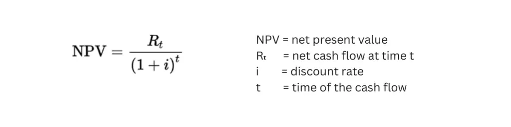Formula of Net Present Value 