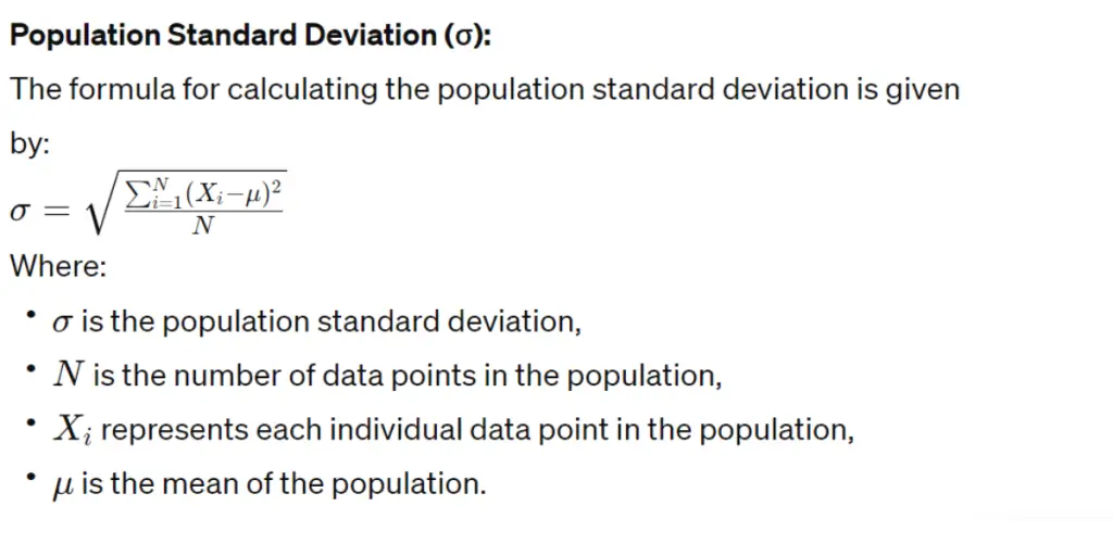 SD Calculator formula