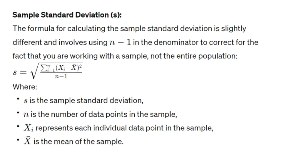 Standard Deviation Calculator formula