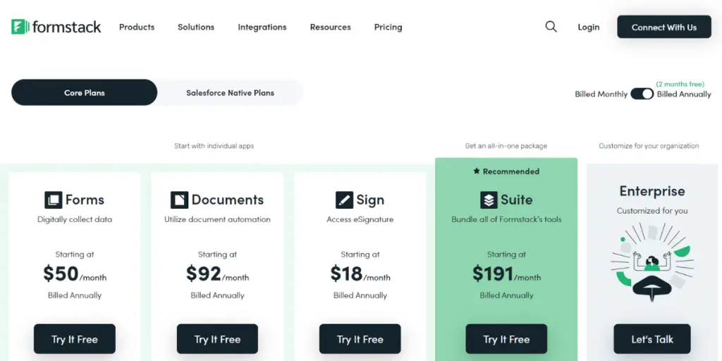 Core Plans of Formstack