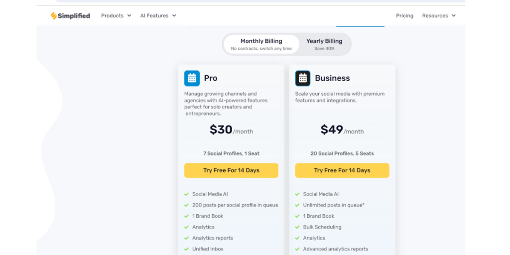 Monthly Pricing of Simplified