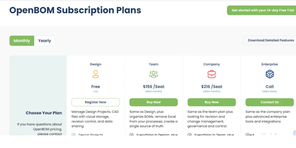 Monthly Pricing of OpenBOM