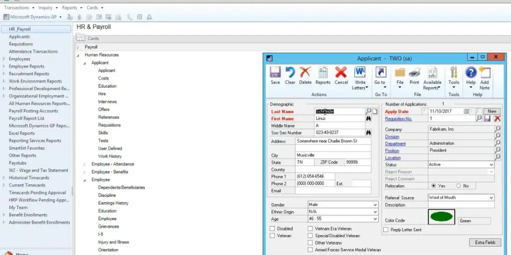 HR and Payroll of Microsoft Dynamic GP