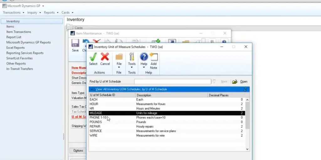 Inventory of Microsoft Dynamics GP