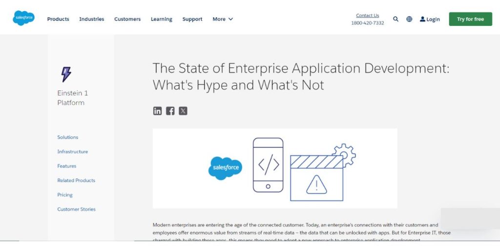 Webpage of Salesforce
