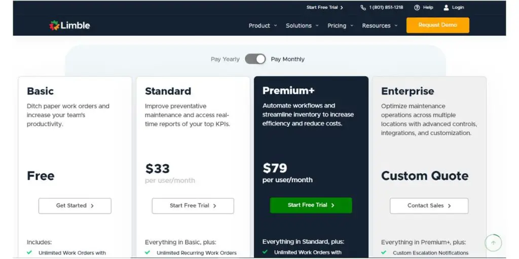 Yearly Pricing of Limble