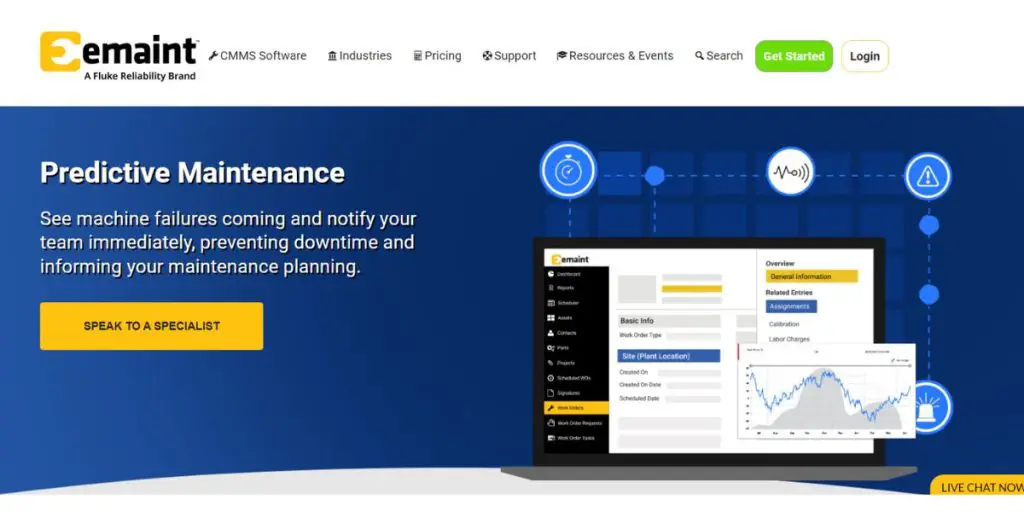Webpage of eMaint