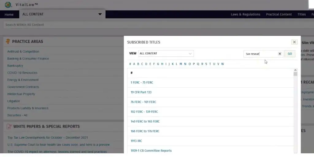 Subscribed Titles of VitalLaw