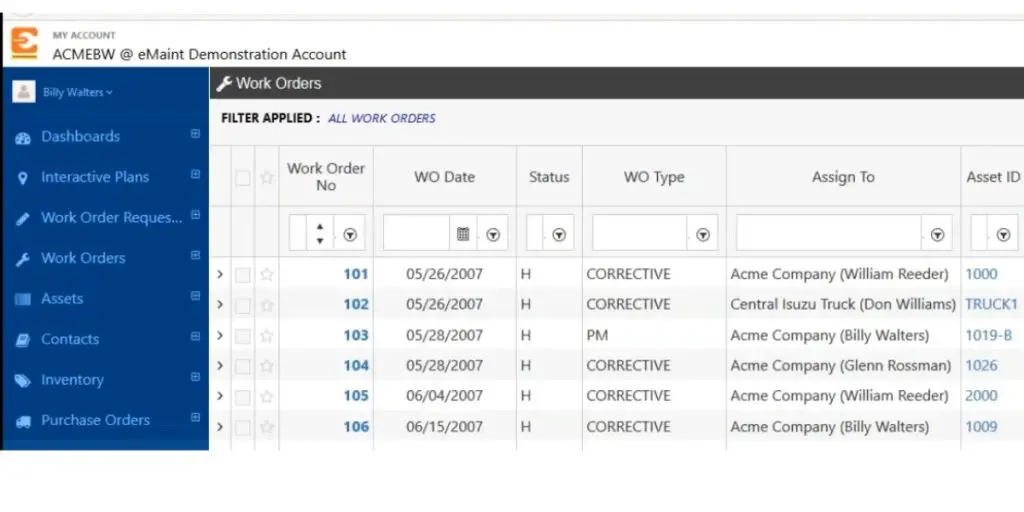 Work Orders of eMaint